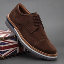 Oxford em Camurça Masculino Elegance Social com Cadarço Solado Bicolor Couro Soft Leve