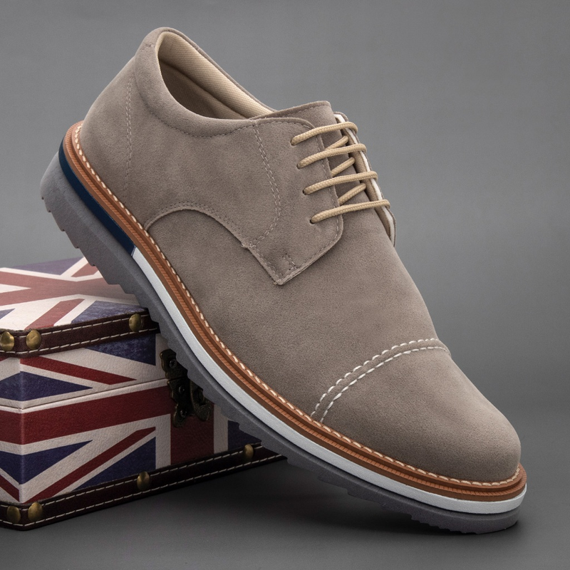 Oxford em Camurça Masculino Elegance Social com Cadarço Solado Bicolor Couro Soft Leve