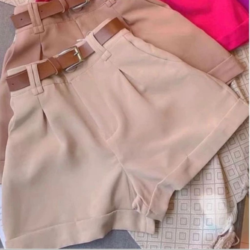 Kit 2 Shorts Alfaiataria Feminina Social Cintura Alta Disfarça Barriga