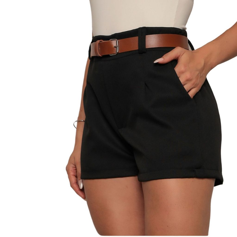 Kit 2 Shorts Alfaiataria Feminina Social Cintura Alta Disfarça Barriga