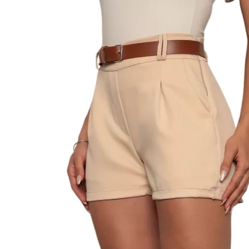 Kit 2 Shorts Alfaiataria Feminina Social Cintura Alta Disfarça Barriga