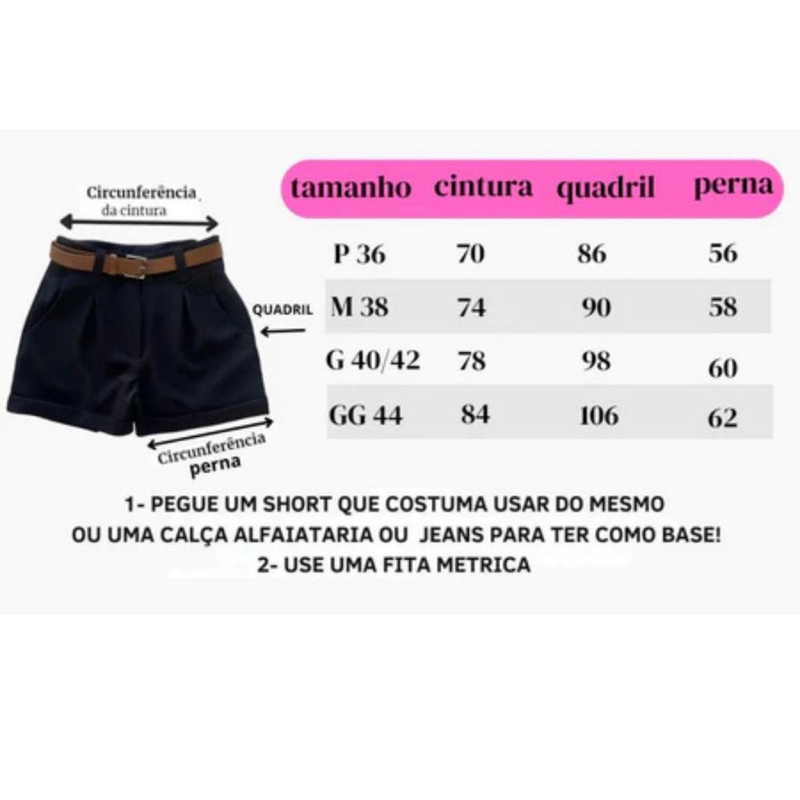 Kit 2 Shorts Alfaiataria Feminina Social Cintura Alta Disfarça Barriga
