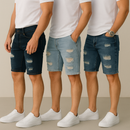 Kit 3 Bermudas jeans Rasgada