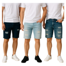 Kit 3 Bermudas jeans Rasgada