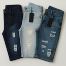 Kit 3 Bermudas jeans Rasgada