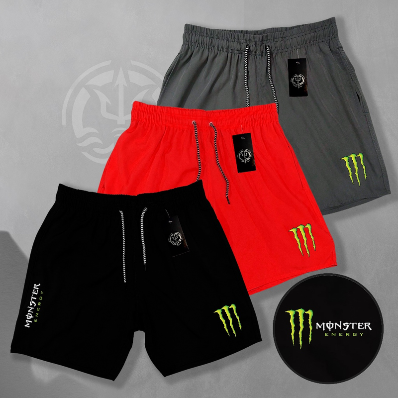 KIT 3 Bermudas Esportivas de Elastano Masculina - MONSTER 02