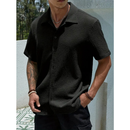 Camisa Masculina Texturizada Com Botões Old Money Estilos