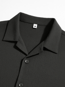 Camisa Masculina Texturizada Com Botões Old Money Estilos