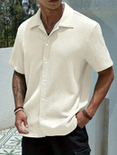 Camisa Masculina Texturizada Com Botões Old Money Estilos