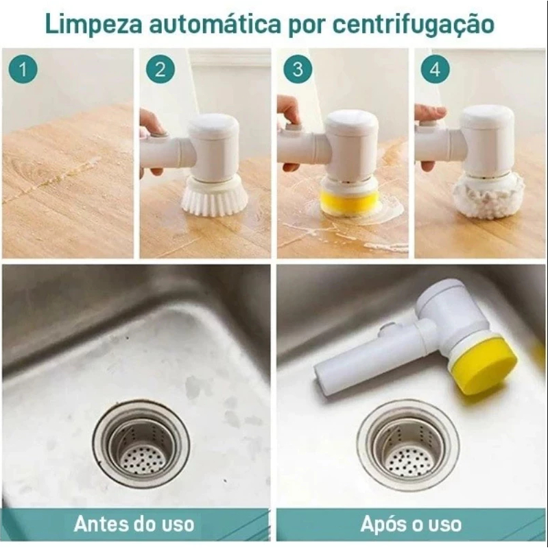 Escova Elétrica de Limpeza 5 em 1 limpador Multiuso e muito pratico
