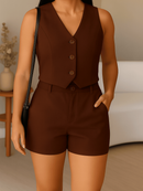 Conjunto de Alfaiataria Feminino Colete com Short