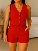 Conjunto de Alfaiataria Feminino Colete com Short